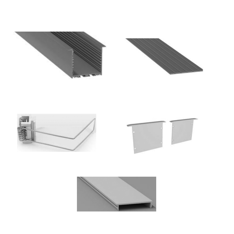 Recessed LED Strip Diffuser Aluminum U Channel For LED Rope Lighting - Inner Width 53mm Recessed LED Strip Diffuser Aluminum U Channel For LED Rope Lighting - Inner Width 53mm